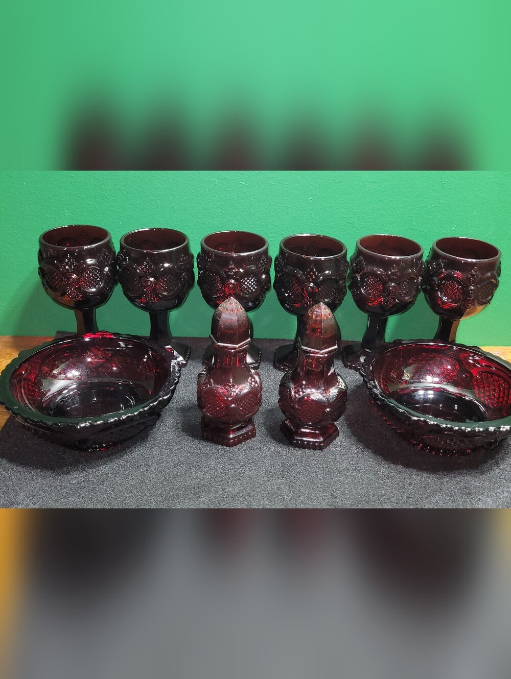 Vintage Avon 1876 Cape Cod Ruby Red Glass Set